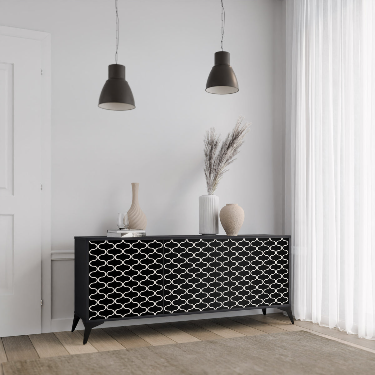 TESSELATED BLACKNESS 3-Door Sideboard