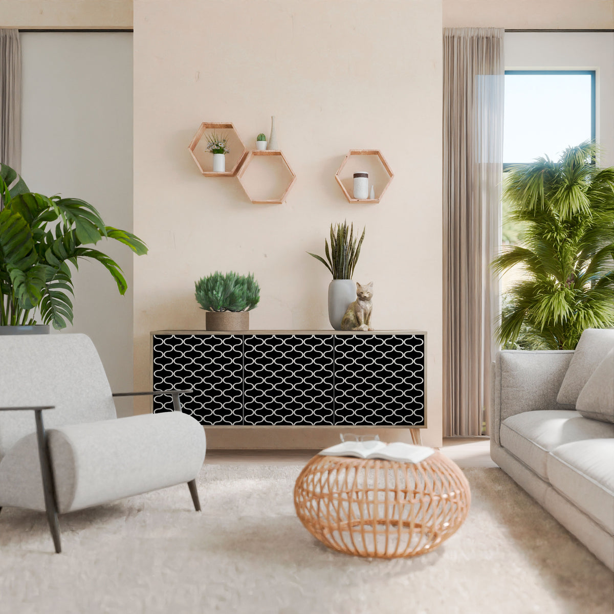 TESSELATED BLACKNESS 3-Door Sideboard