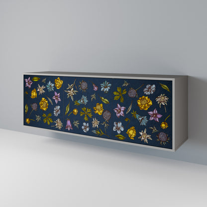FLOWERS ON NAVY BLUE Μπουφές 3-θυρών