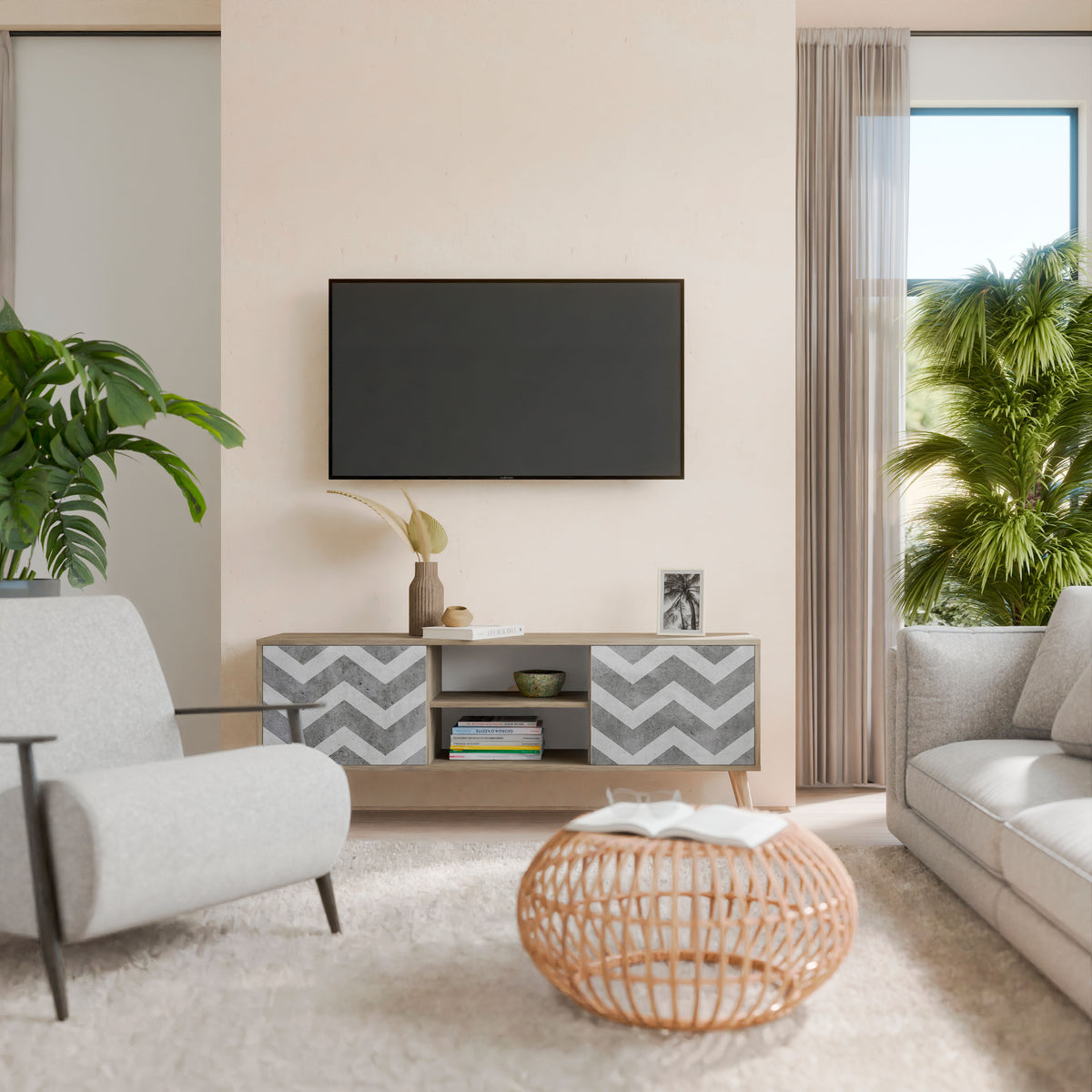 TOUGH ZIG ZAG 2-Door TV Cabinet