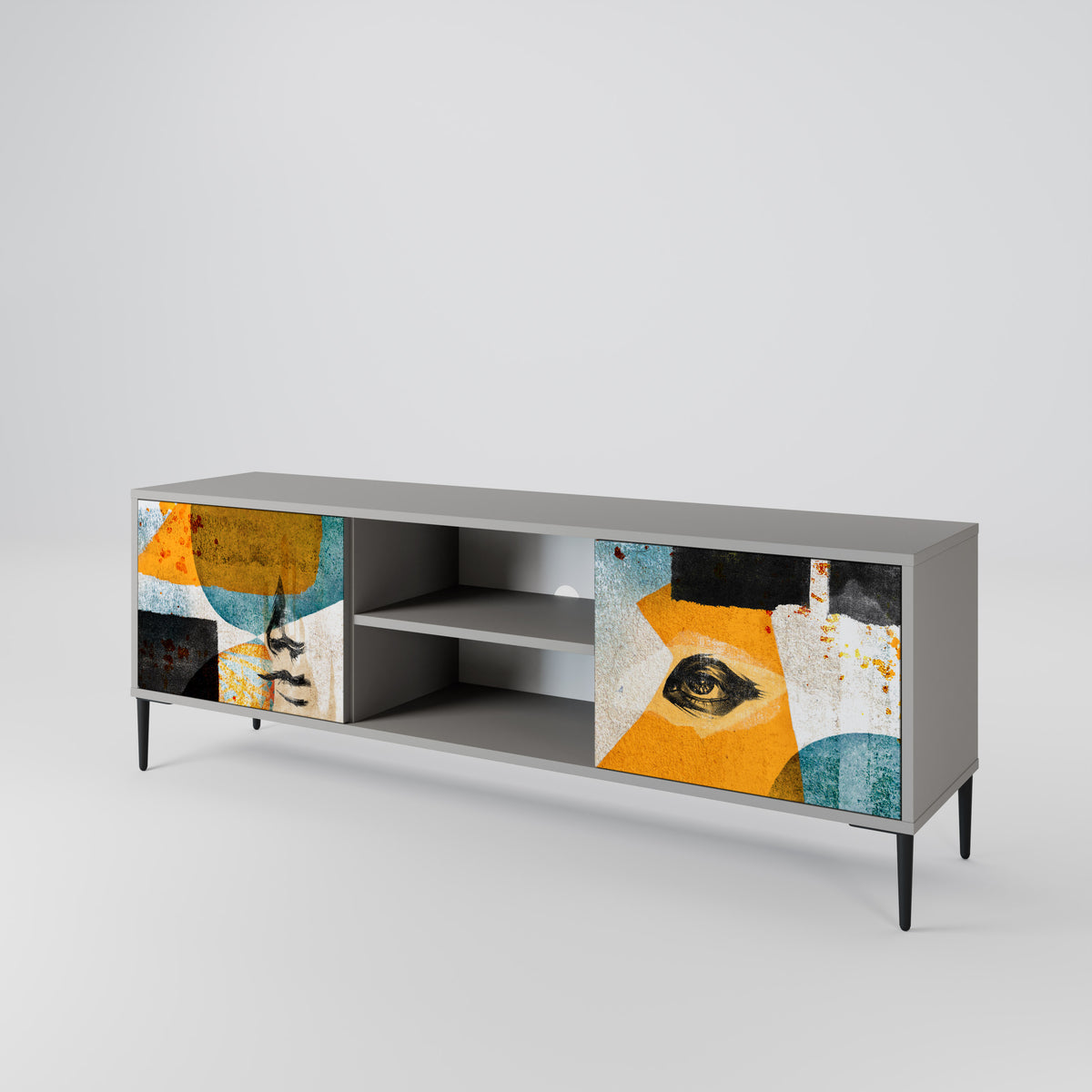 ABSTRACT FACES 2-Door TV Cabinet