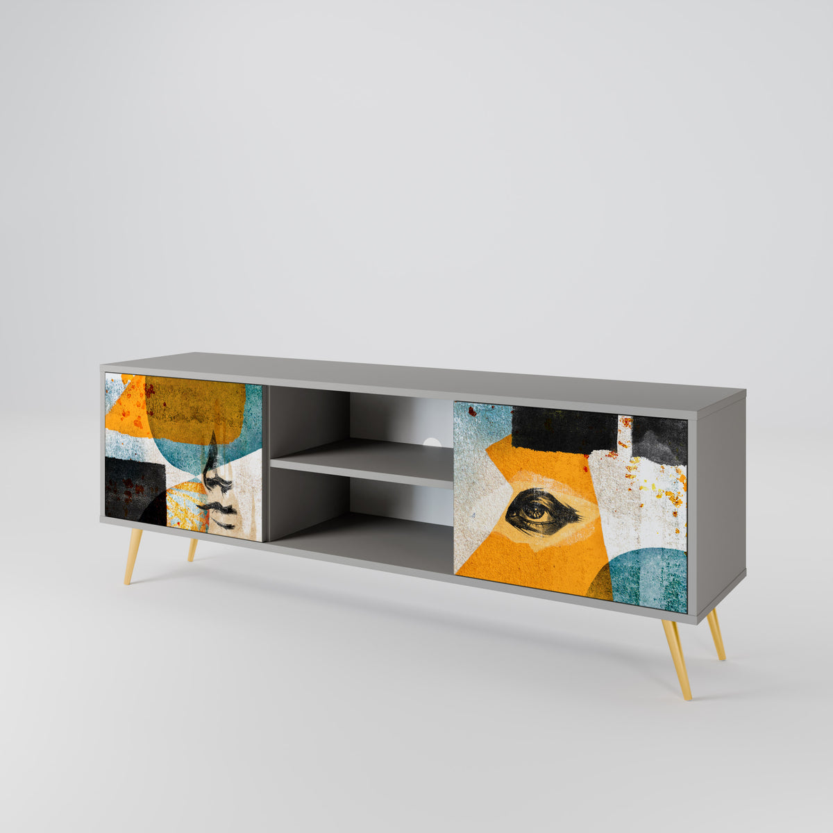ABSTRACT FACES 2-Door TV Cabinet