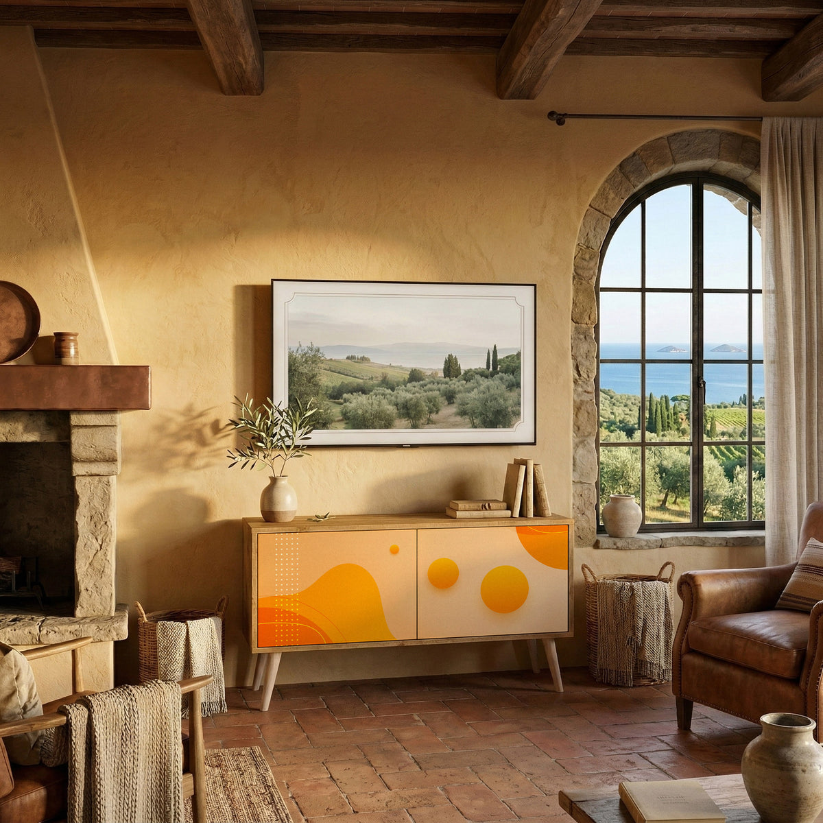 ORANGE ARRANGEMENT Compact 2-Door TV Cabinet