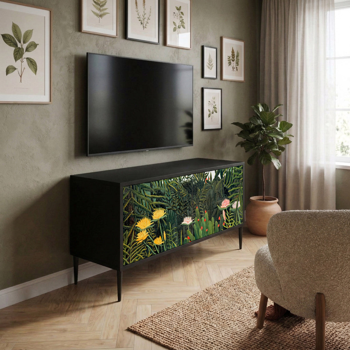 VIRGIN FOREST WITH SUNSET Compact 2-Door TV Cabinet