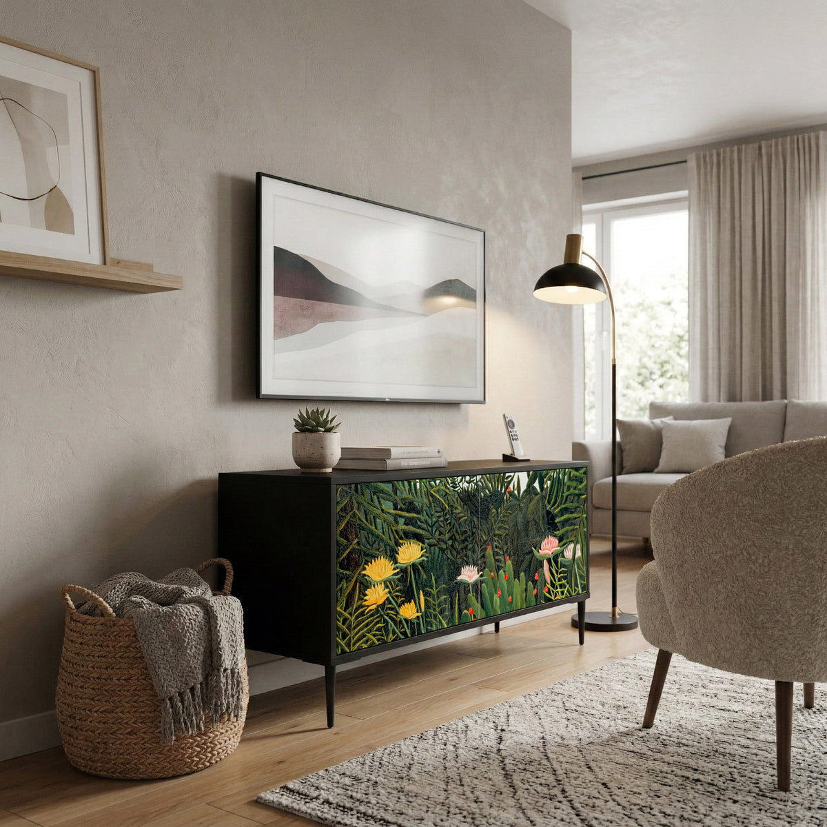 VIRGIN FOREST WITH SUNSET Compact 2-Door TV Cabinet