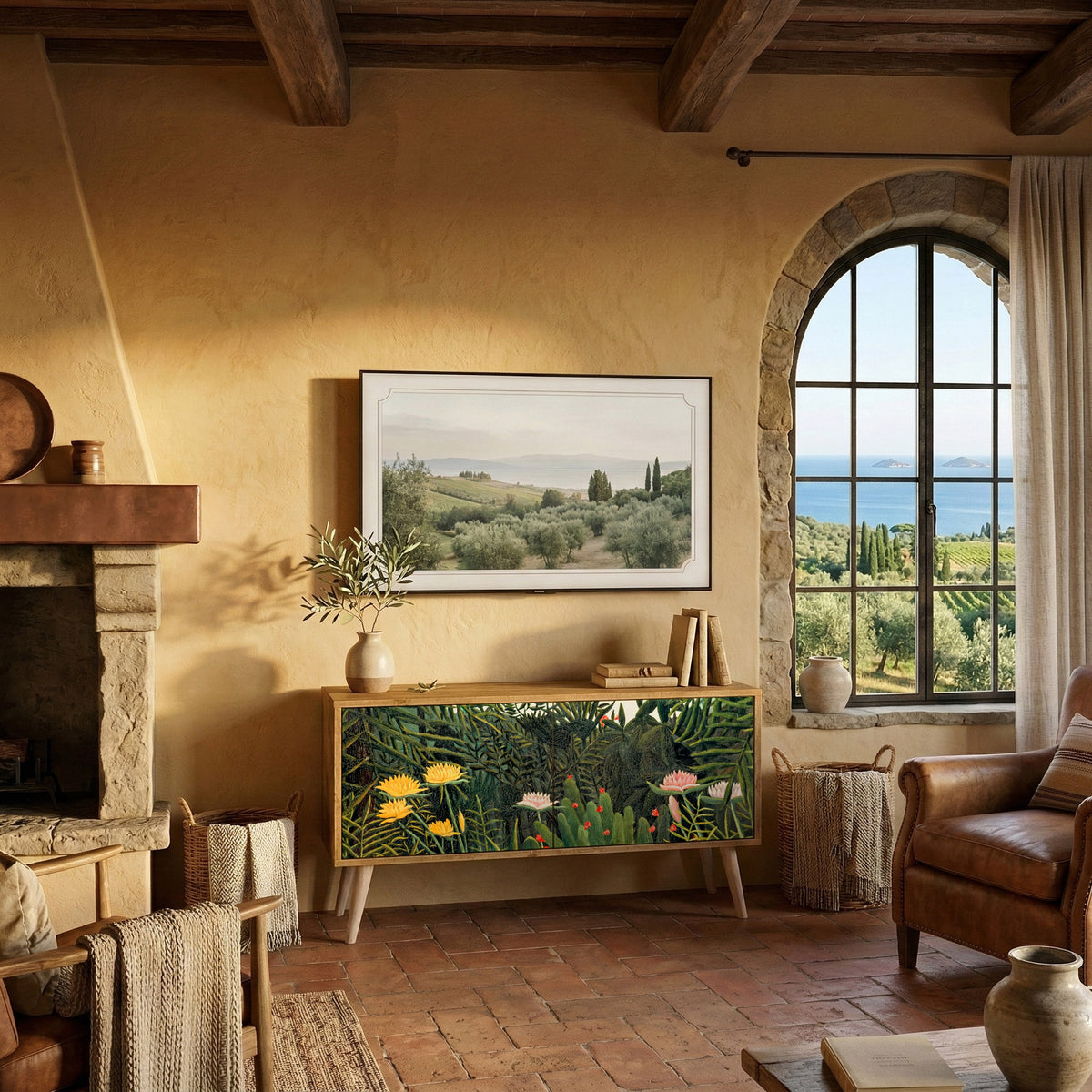 VIRGIN FOREST WITH SUNSET Compact 2-Door TV Cabinet