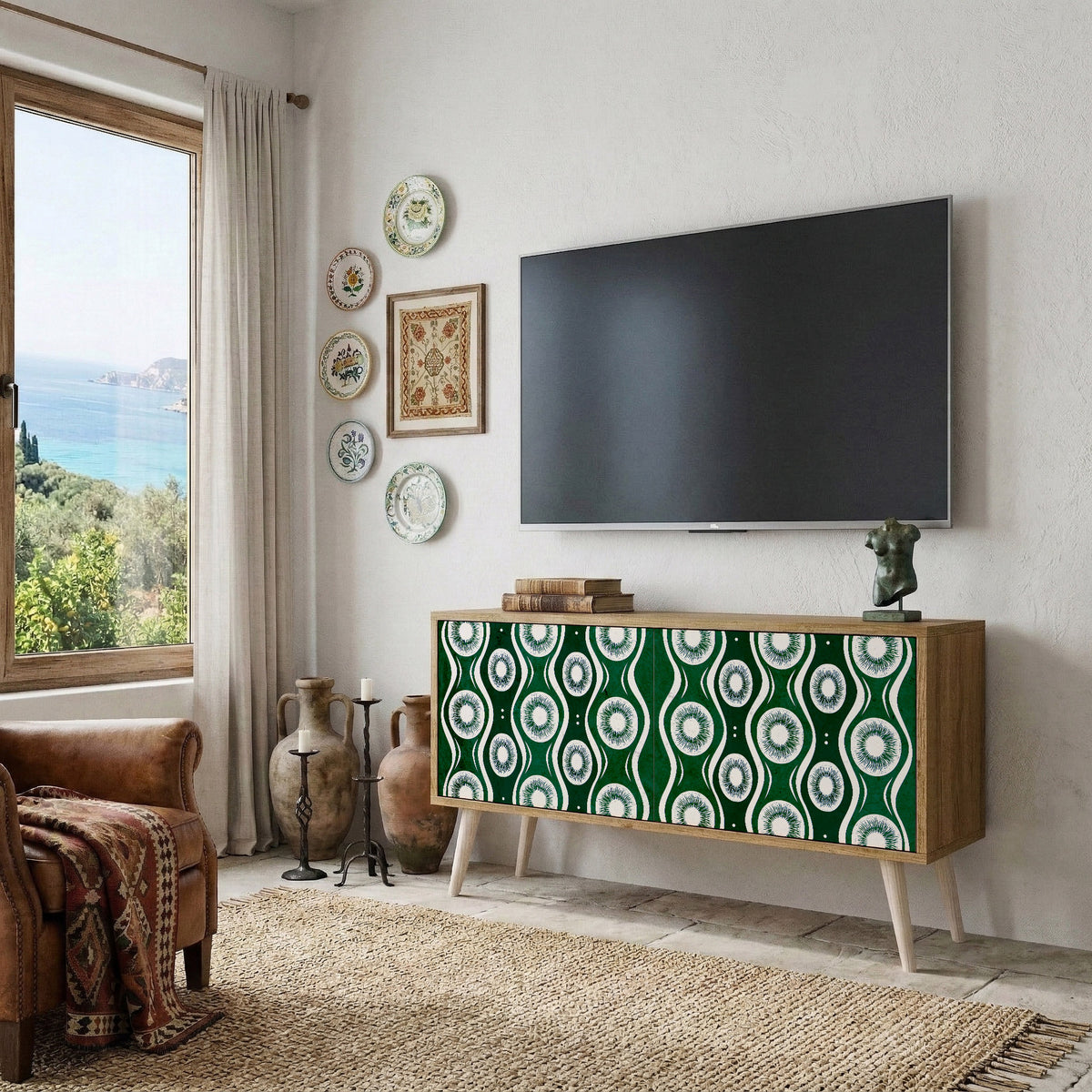GREEN EYES Compact 2-Door TV Cabinet