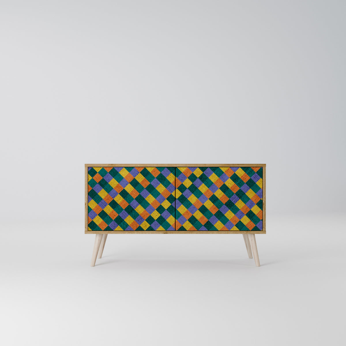 PAINTED SQUARES MIX Compact 2-Door TV Cabinet