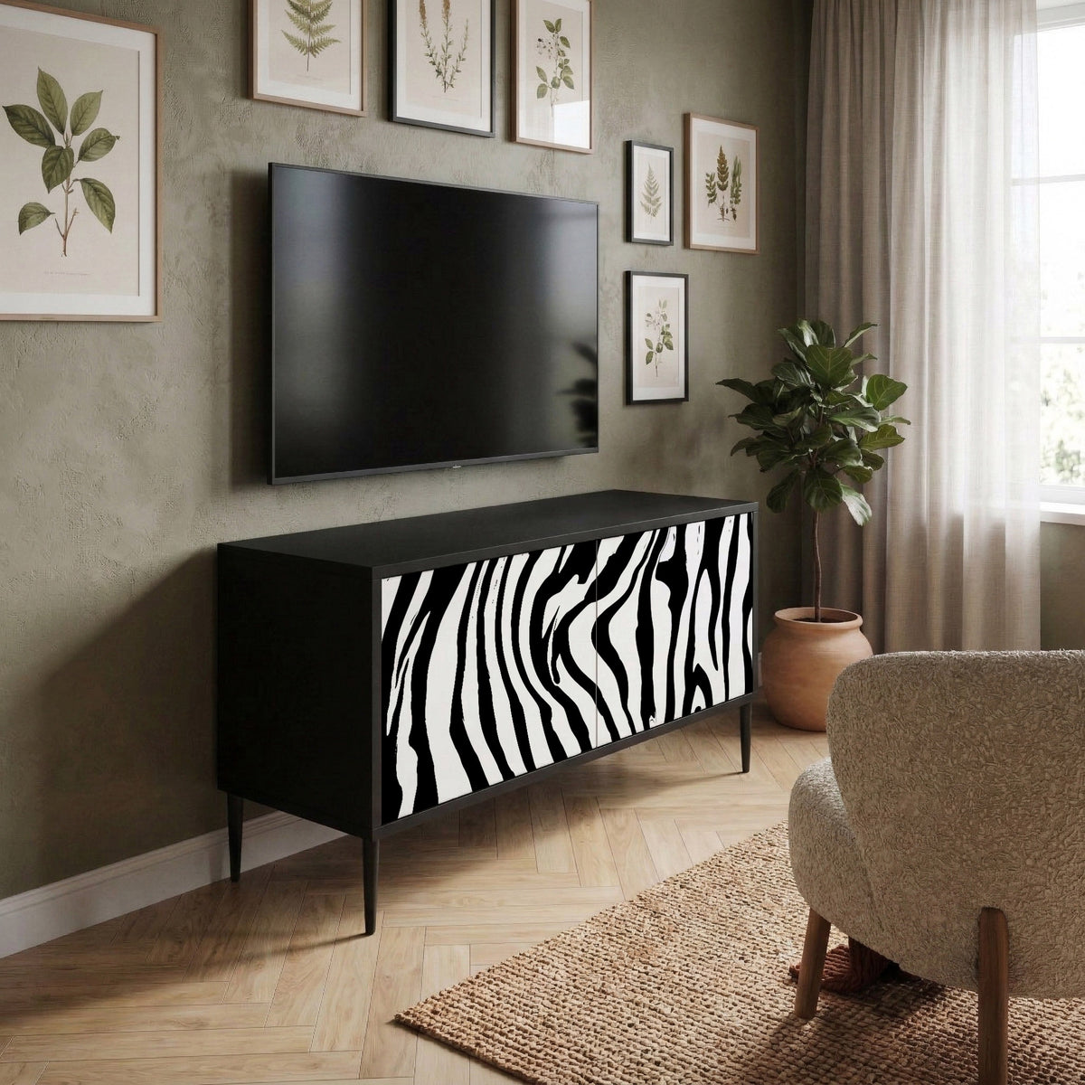 SPLENDID ZEBRA Compact 2-Door TV Cabinet