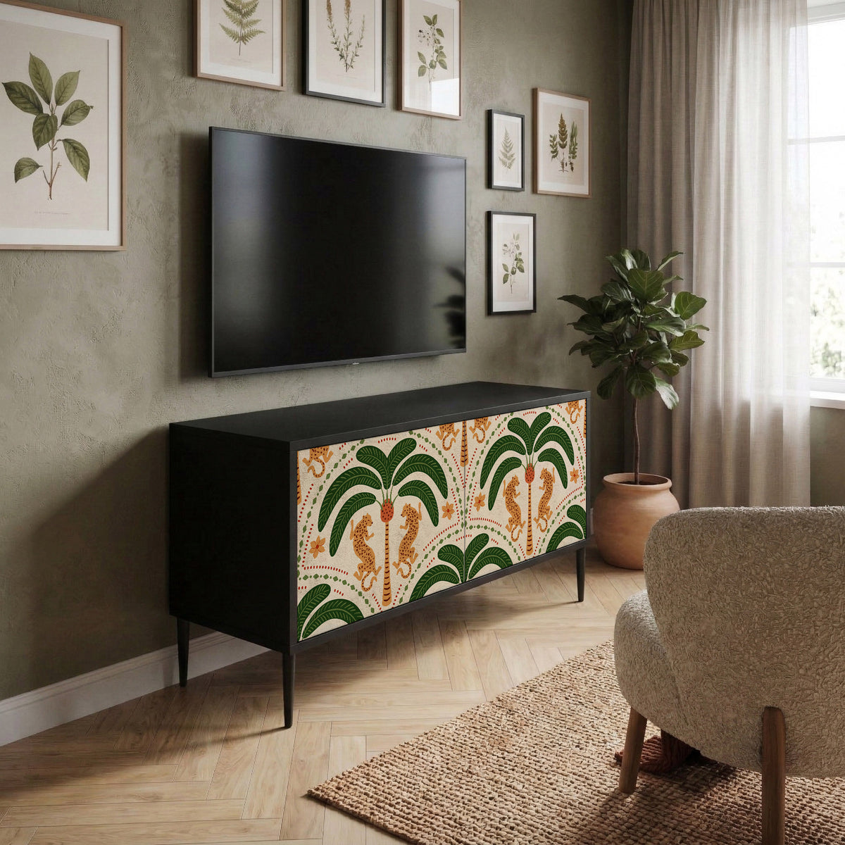 DANCING PREDATORS Compact 2-Door TV Cabinet
