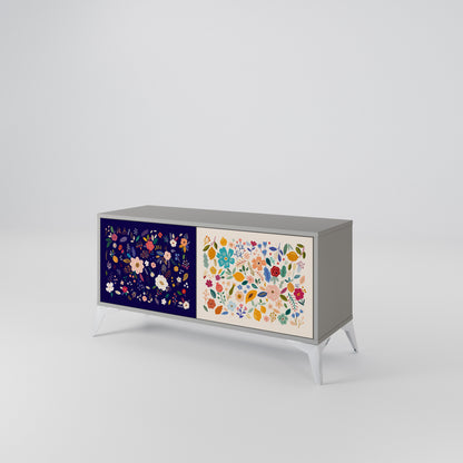 FLORAL COMBINATION Compact 2-Door TV Cabinet