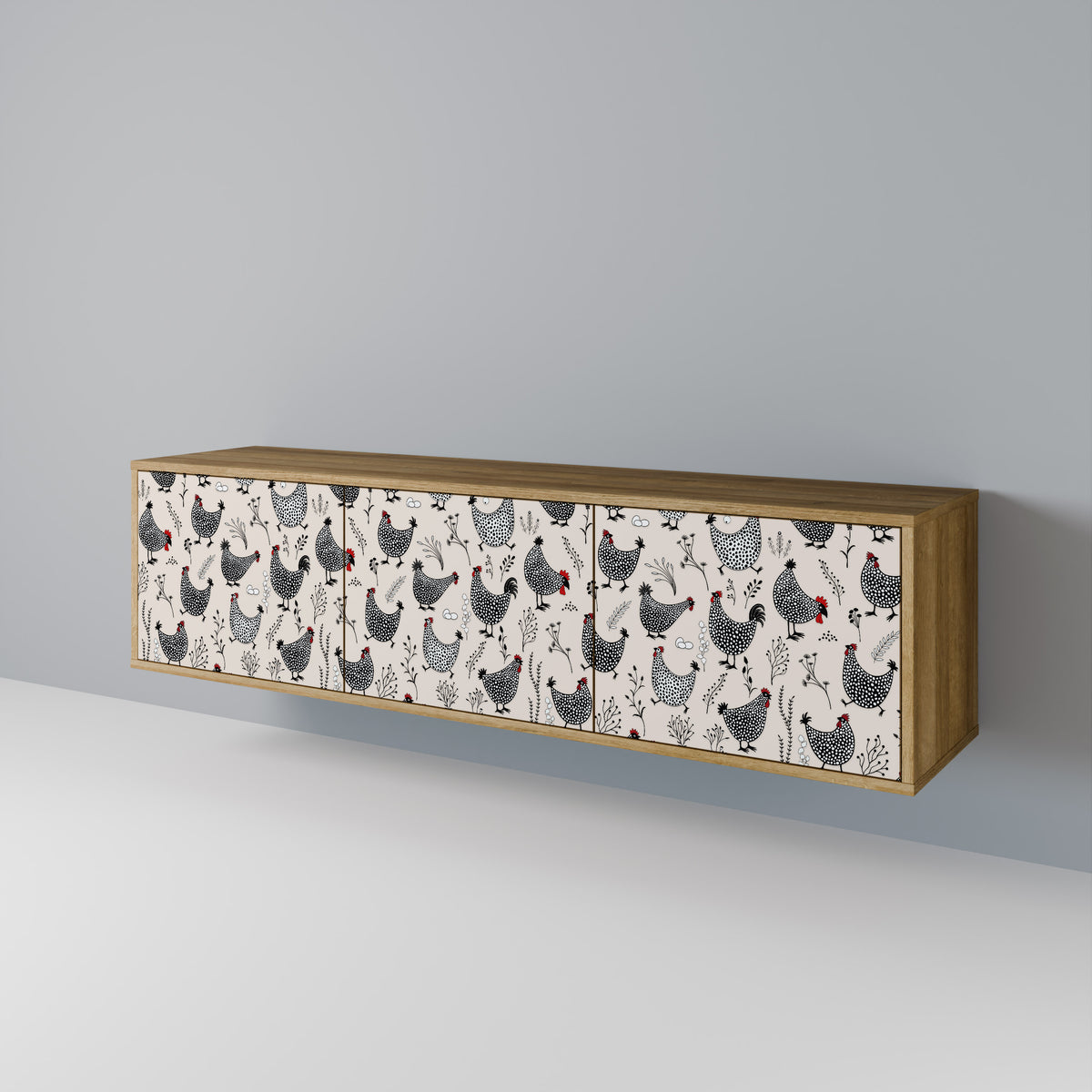 HAPPY HENS 3-Door TV Cabinet