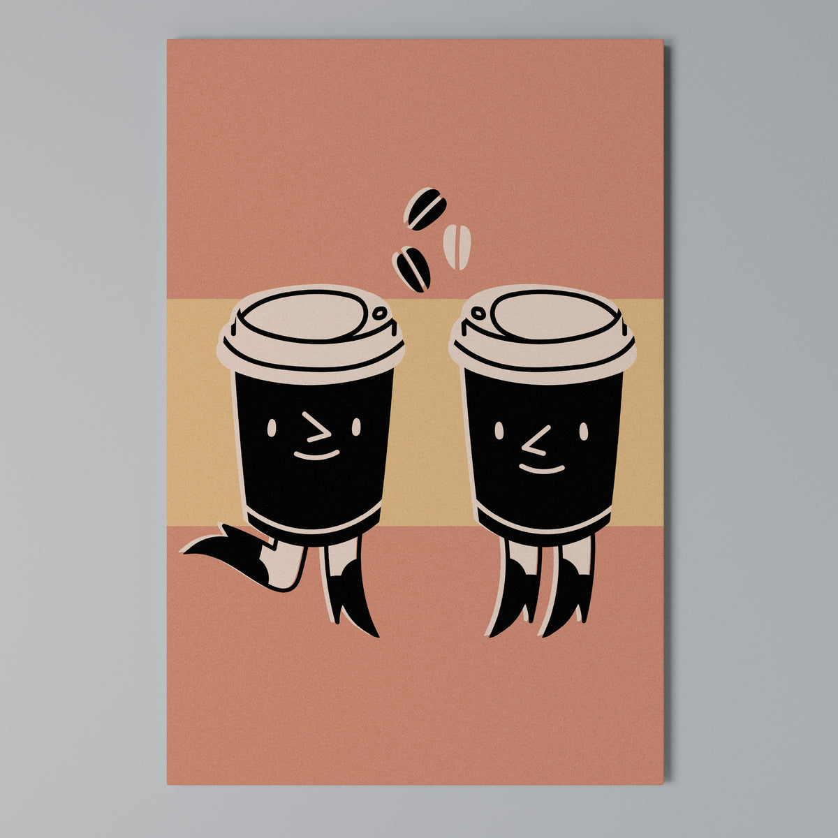 JOYFUL COFFEE Κατακόρυφος Πίνακας σε Καμβά