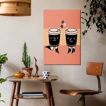 JOYFUL COFFEE Κατακόρυφος Πίνακας σε Καμβά
