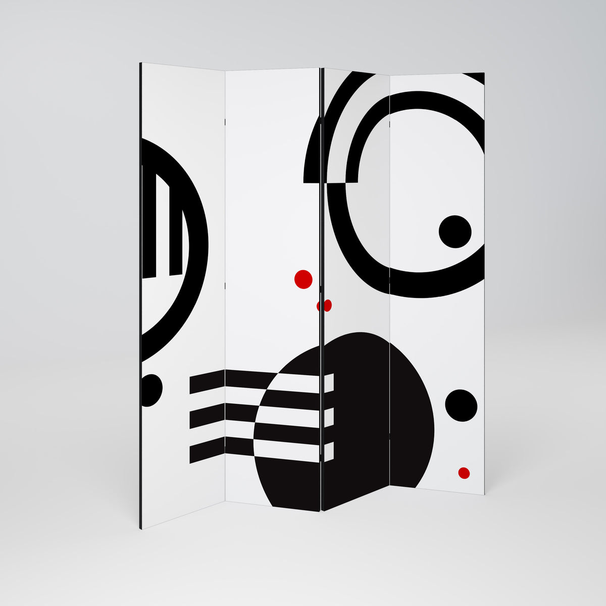 BLACK AND WHITE COMBINATION 4-Panel Room Divider