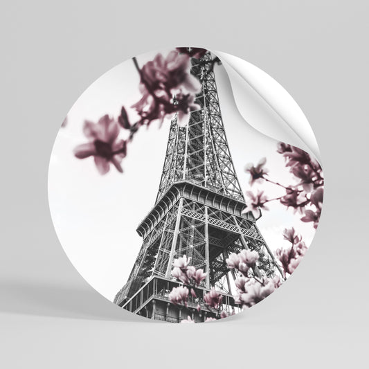 EIFFEL IN BLOOM Αυτοκόλλητη Αφίσα στρογγυλή