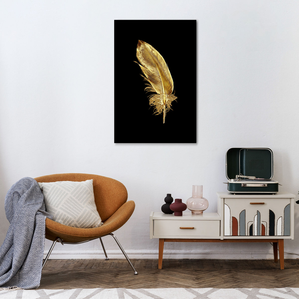 SHIMMERING FEATHER GRACE Κατακόρυφος Πίνακας σε Καμβά