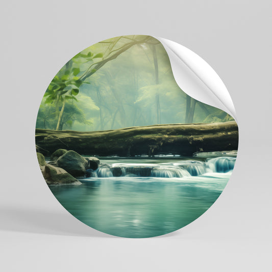 DREAMY WATERFALL GLIMMER Αυτοκόλλητη Αφίσα στρογγυλή