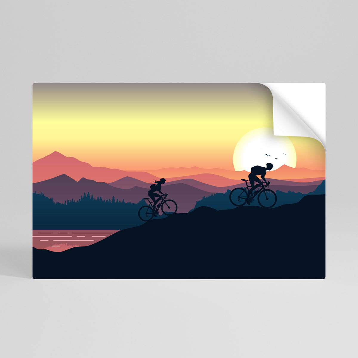 CYCLING HORIZON Peel and Stick Horizontal Poster