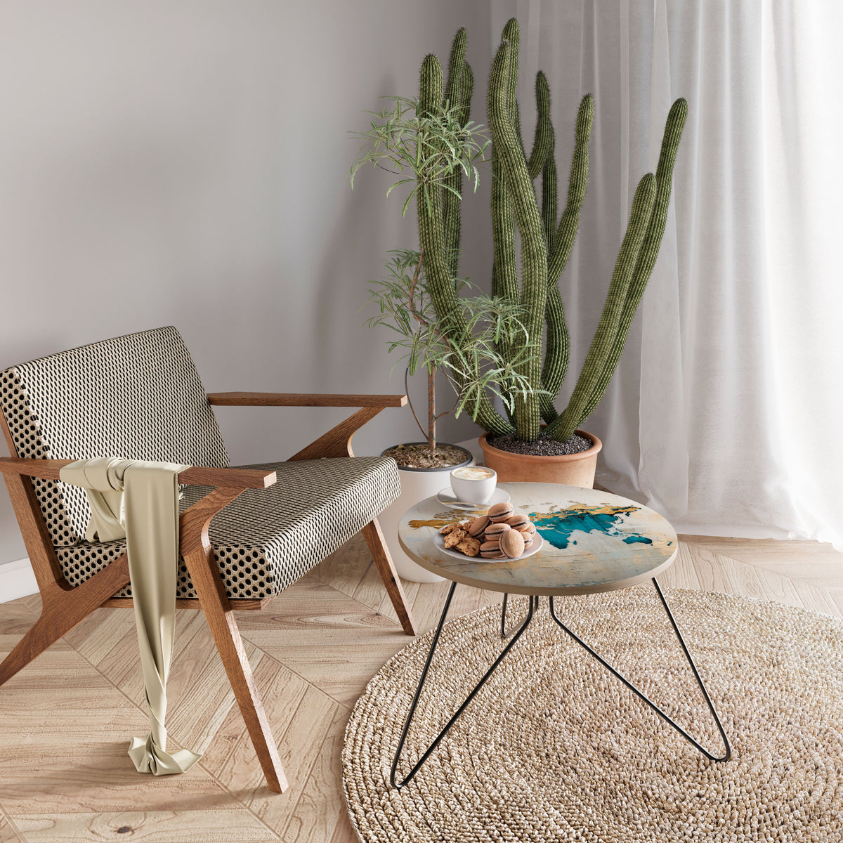 AZURE GILDED MAP Coffee Table