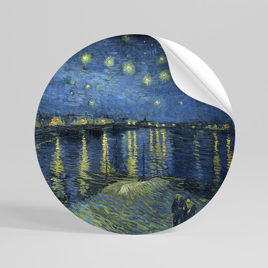 STARRY NIGHT OVER THE RHONE Αυτοκόλλητη Αφίσα στρογγυλή