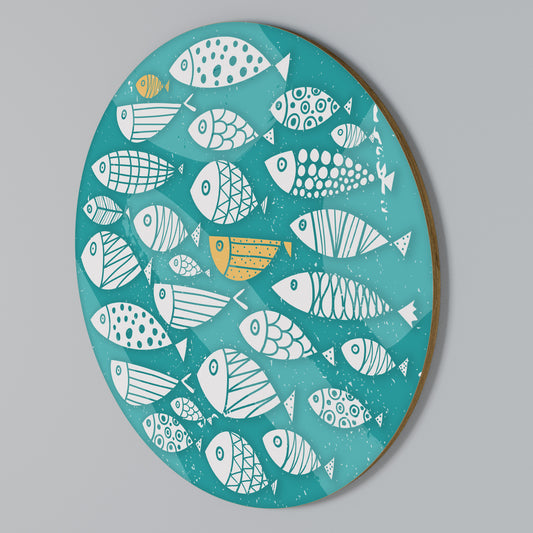 FISHY FOLK ART Στρογγυλός πίνακας ζωγραφικής