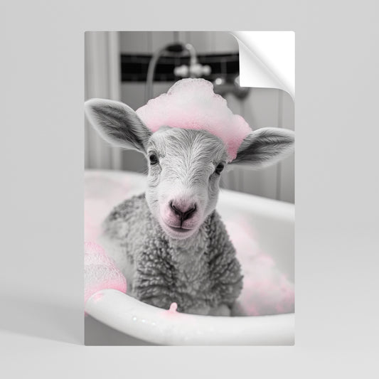 PINK CLOUD BATH TIME Αυτοκόλλητη Αφίσα κάθετη