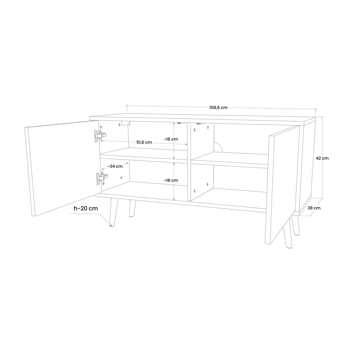 ARTISTIC GEOMETRY Compact 2-Door TV Cabinet